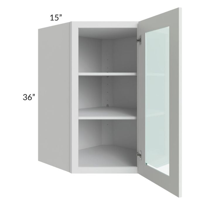 RTA Lakewood White 27" x 36" Wall Diagonal Corner Cabinet (Prepped for Glass Doors)