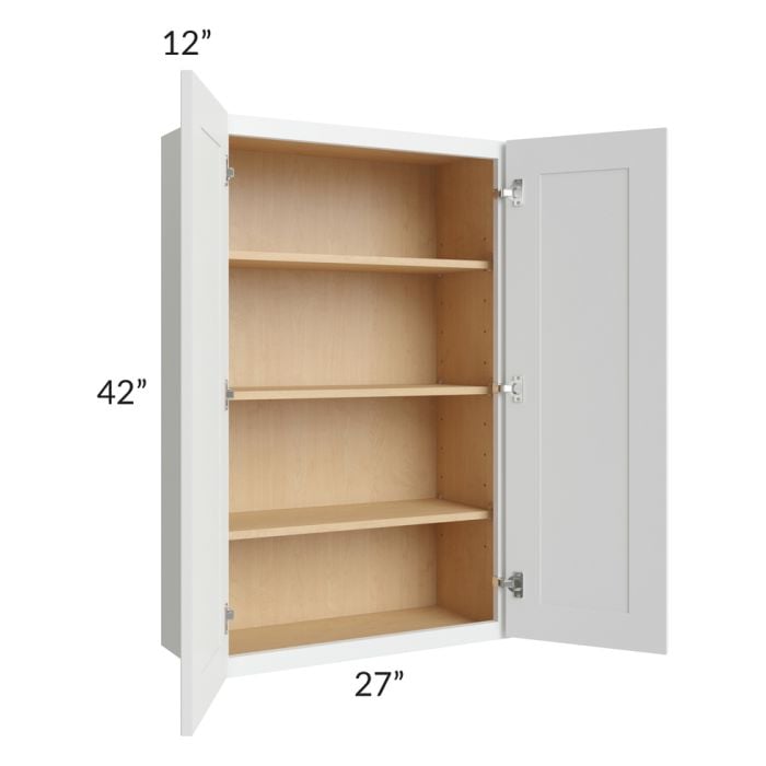 RTA Lakewood White 27" x 42" Wall Cabinet with 2 Decorative End Panels
