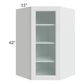 RTA Lakewood White 27" x 42" Wall Diagonal Corner Cabinet (Prepped for Glass Doors)