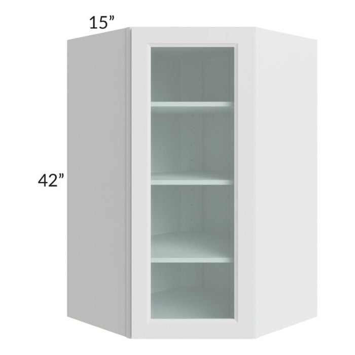 RTA Lakewood White 27" x 42" Wall Diagonal Corner Cabinet (Prepped for Glass Doors)