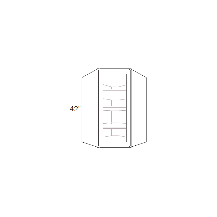 RTA Lakewood White 27" x 42" Wall Diagonal Corner Cabinet (Prepped for Glass Doors)