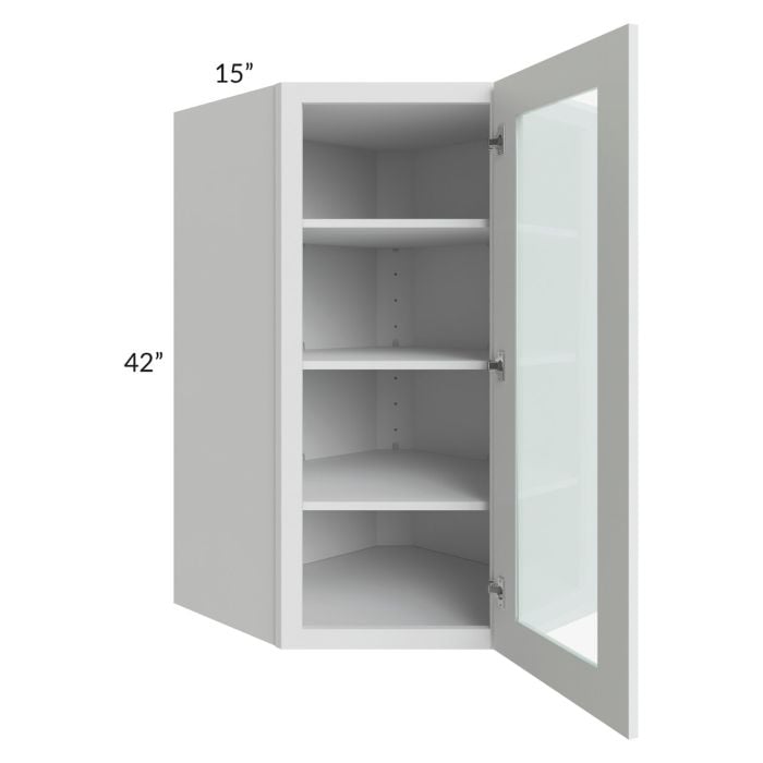 RTA Lakewood White 27" x 42" Wall Diagonal Corner Cabinet (Prepped for Glass Doors)