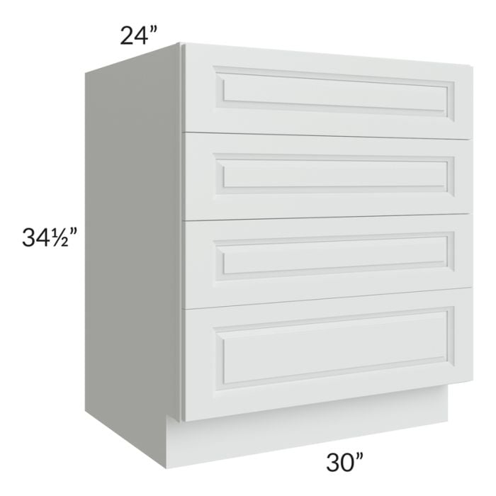 RTA Lakewood White 30" 4-Drawer Base Cabinet
