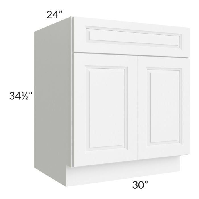 RTA Lakewood White 30" Base Cabinet (1 drawer) with 2 Decorative End Panels and 2 Roll Out Trays