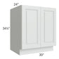 RTA Lakewood White 30" Full Height Door Base Cabinet with 1 Roll Out Tray