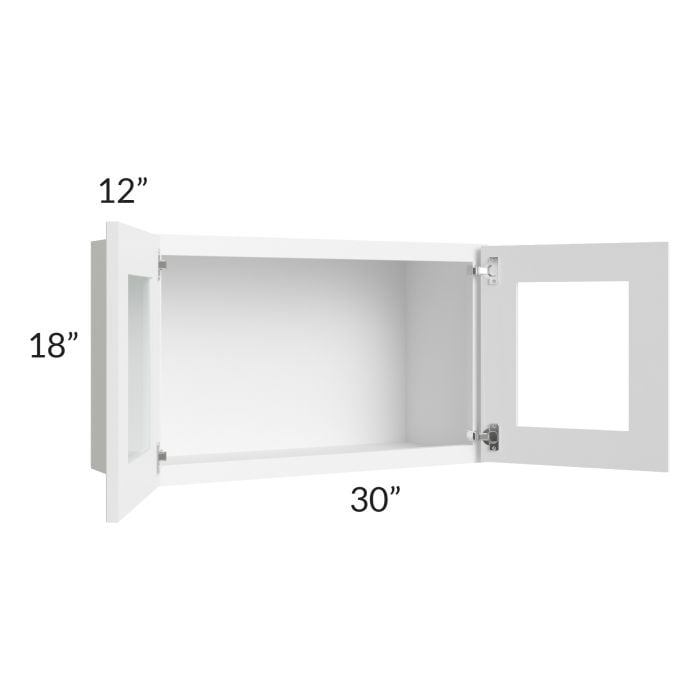 RTA Lakewood White 30" x 18" Decorative Wall Cabinet with 1 Decorative End Panel