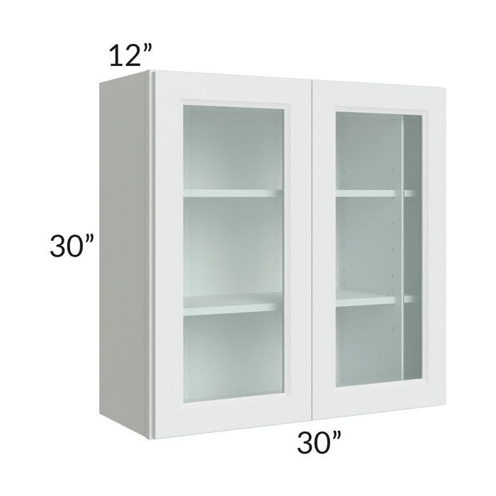 RTA Lakewood White 30" x 30" Wall Glass Door Cabinet (Prepped for Glass Doors)