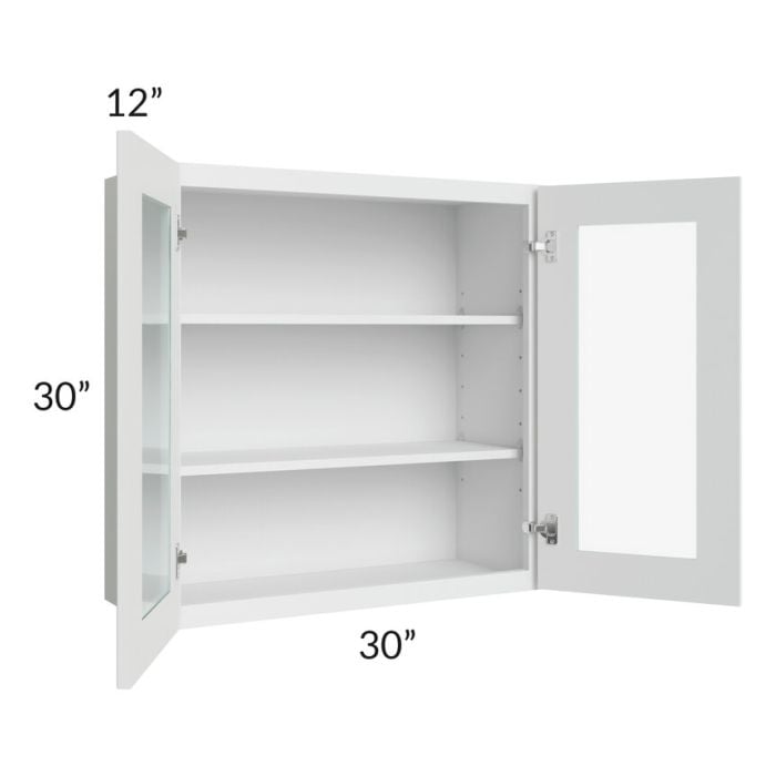 RTA Lakewood White 30" x 30" Wall Glass Door Cabinet (Prepped for Glass Doors)