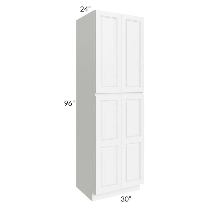 RTA Lakewood White 30" x 96" x 24" Wall Pantry Cabinet with 2 Decorative End Panels