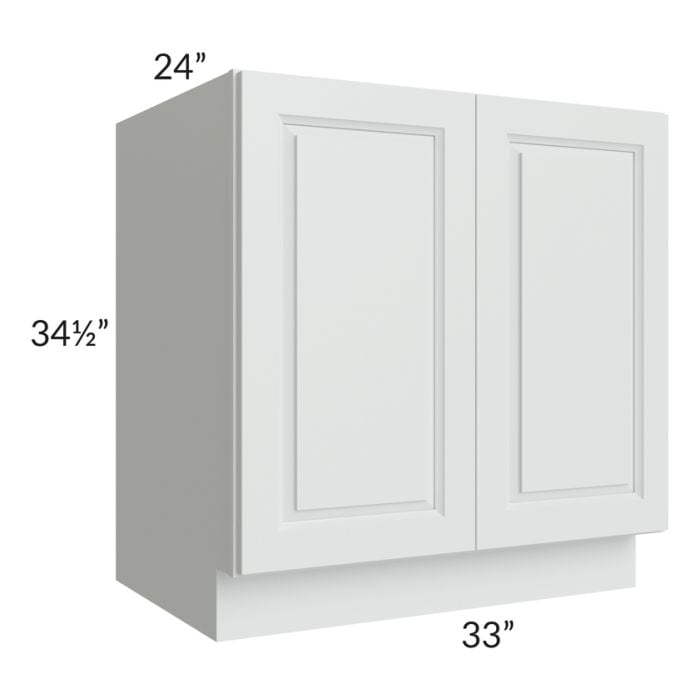 RTA Lakewood White 33" Full Height Door Base Cabinet with 2 Decorative End Panels