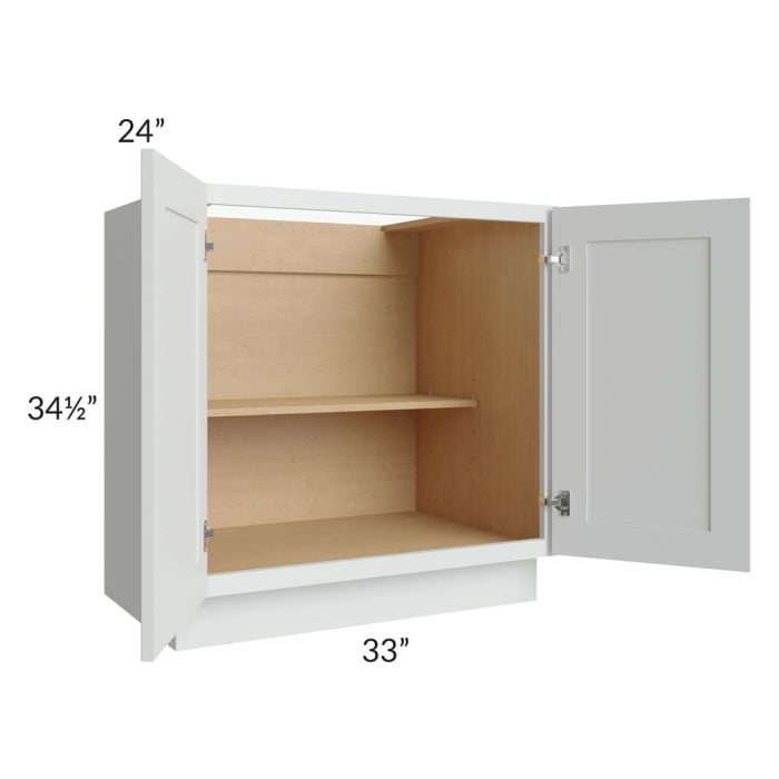 RTA Lakewood White 33" Full Height Door Base Cabinet with 2 Decorative End Panels