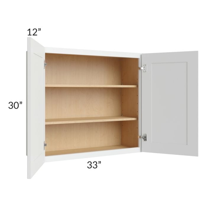 RTA Lakewood White 33" x 30" Wall Cabinet with 2 Decorative End Panels