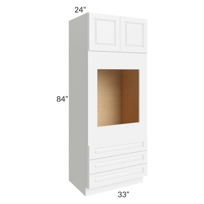 RTA Lakewood White 33" x 84" x 24" Oven Cabinet with 2 Decorative End Panels