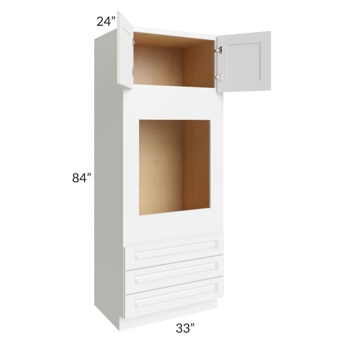 RTA Lakewood White 33" x 84" x 24" Oven Cabinet with 2 Decorative End Panels