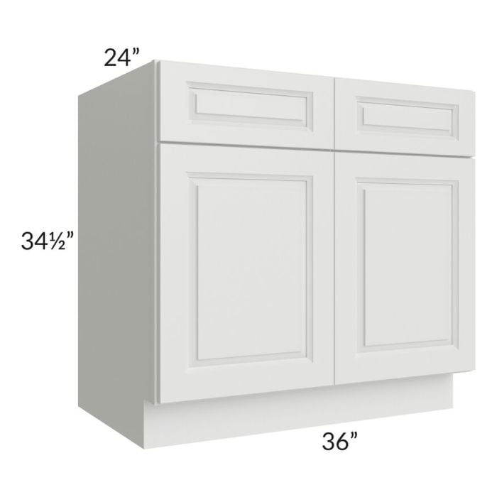 RTA Lakewood White 36" Base Cabinet with 2 Decorative End Panels and 1 Roll Out Tray