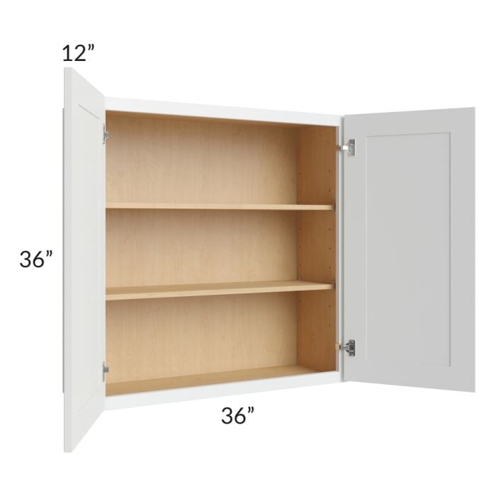 RTA Lakewood White 36" x 36" Wall Cabinet with 2 Decorative End Panels