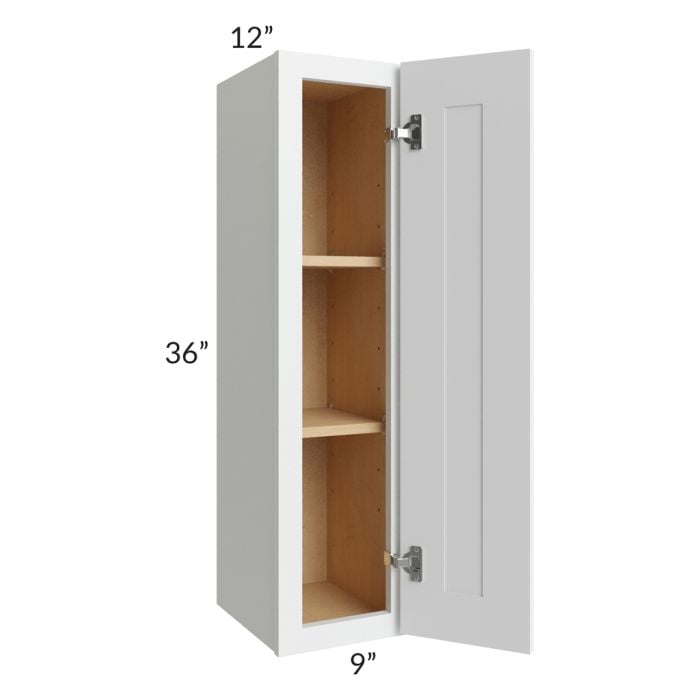 RTA Lakewood White 9" x 36" Wall Cabinet with 1 Decorative End Panel
