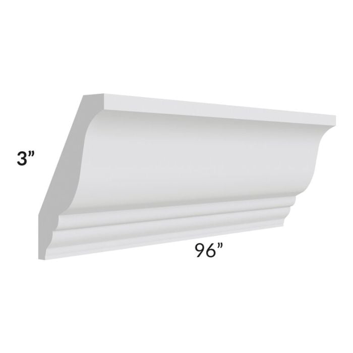 RTA Lakewood White 96" Crown Molding (3" Height)