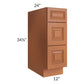 RTA Lexington Cinnamon Glaze 12" 3-Drawer Base Cabinet