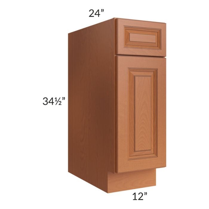 RTA Lexington Cinnamon Glaze 12" Base Cabinet with 1 Decorative End Panel