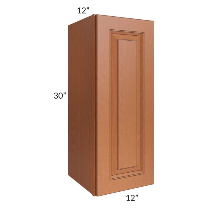 RTA Lexington Cinnamon Glaze 12" x 30" Wall Cabinet with Mullion Glass Door