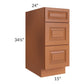 RTA Lexington Cinnamon Glaze 15" 3-Drawer Base Cabinet with 2 Decorative End Panels
