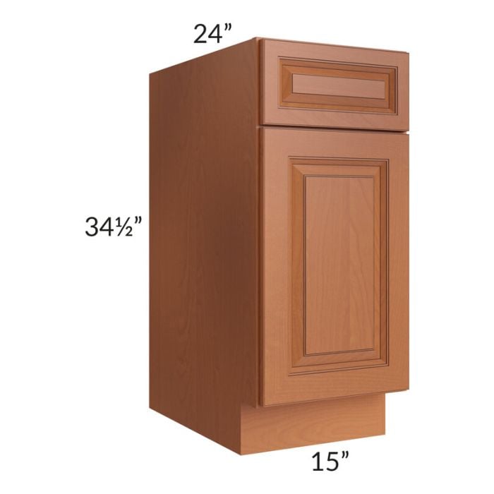 RTA Lexington Cinnamon Glaze 15" Base Cabinet with 1 Roll Out Tray