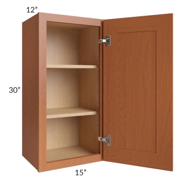 RTA Lexington Cinnamon Glaze 15" x 30" Wall Cabinet with Mullion Glass Door