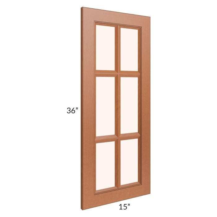 RTA Lexington Cinnamon Glaze 15" x 36" Mullion Glass Door Only (can be used with a 24" x 36" corner cabinet)