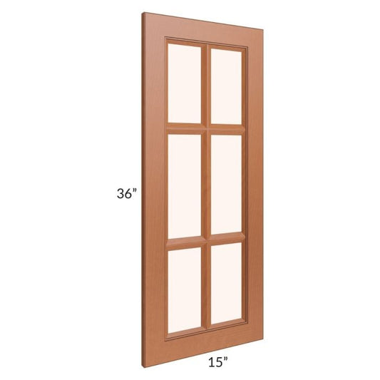 RTA Lexington Cinnamon Glaze 15" x 36" Mullion Glass Door Only (can be used with a 24" x 36" corner cabinet)