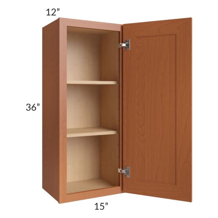 RTA Lexington Cinnamon Glaze 15" x 36" Wall Cabinet with 1 Decorative End Panel