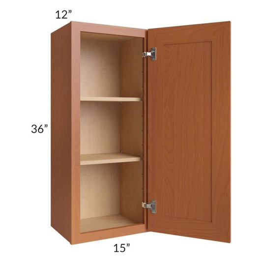 RTA Lexington Cinnamon Glaze 15" x 36" Wall Cabinet with 1 Decorative End Panel