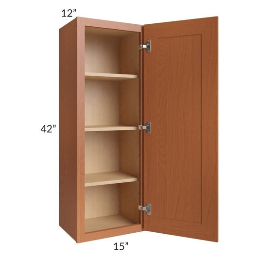 RTA Lexington Cinnamon Glaze 15" x 42" Wall Cabinet with Mullion Glass Door