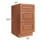 RTA Lexington Cinnamon Glaze 18" 3-Drawer Base Cabinet
