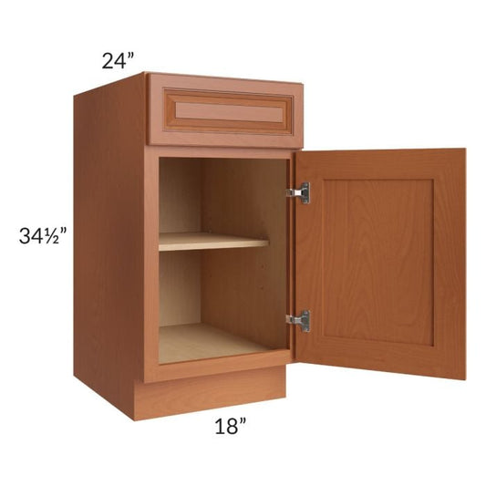 RTA Lexington Cinnamon Glaze 18" Base Cabinet with 1 Decorative End Panel