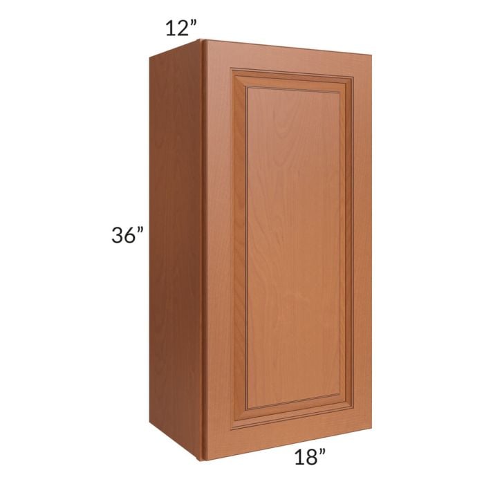 RTA Lexington Cinnamon Glaze 18" x 36" Wall Cabinet with Mullion Glass Door