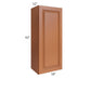 RTA Lexington Cinnamon Glaze 18" x 42" Wall Cabinet with 1 Decorative End Panel and Mullion Glass Door