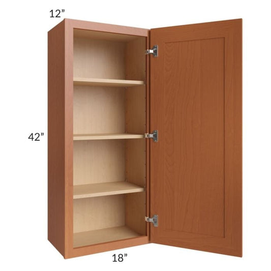 RTA Lexington Cinnamon Glaze 18" x 42" Wall Cabinet with 1 Decorative End Panel and Mullion Glass Door