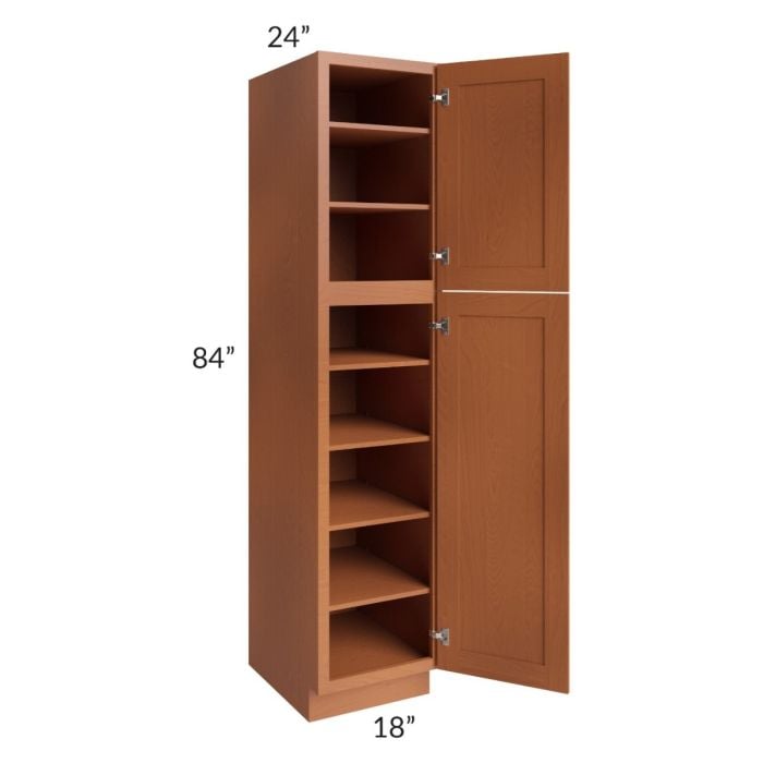 RTA Lexington Cinnamon Glaze 18" x 84" Wall Pantry with 1 Decorative End Panel