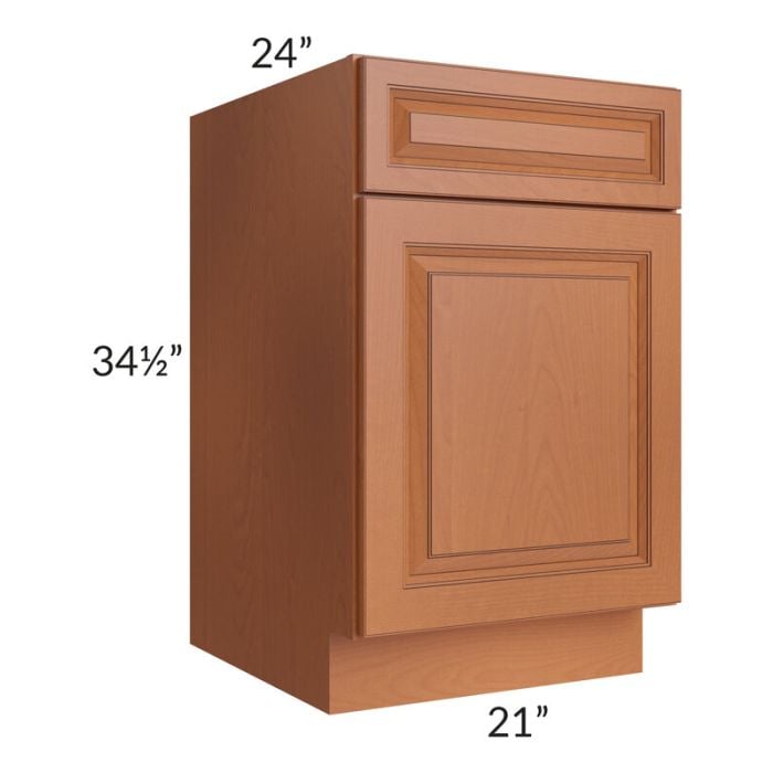 RTA Lexington Cinnamon Glaze 21" Base Cabinet with 1 Roll Out Tray