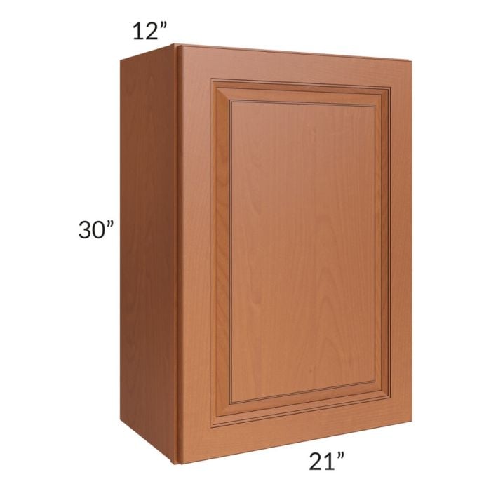 RTA Lexington Cinnamon Glaze 21" x 30" Wall Cabinet with 1 Decorative End Panel