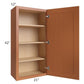 RTA Lexington Cinnamon Glaze 21" x 42" Wall Cabinet with 2 Decorative End Panels and Mullion Glass Door