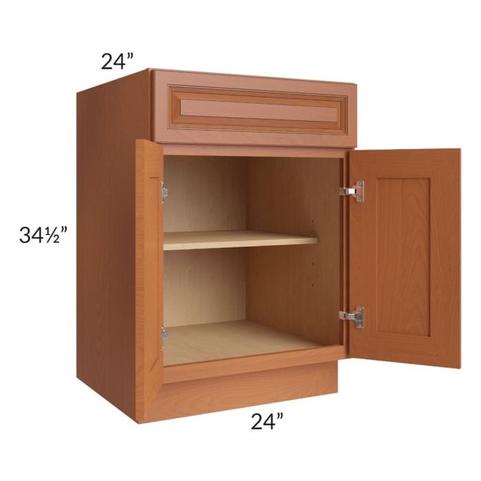 RTA Lexington Cinnamon Glaze 24" Base Cabinet with 1 Decorative End Panel