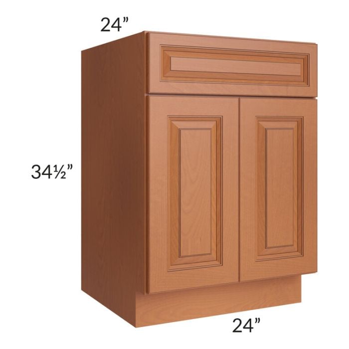 RTA Lexington Cinnamon Glaze 24" Sink Base Cabinet with 1 Decorative End Panel
