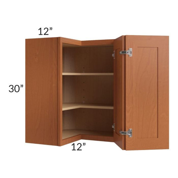 RTA Lexington Cinnamon Glaze 24" x 30" Easy Reach Corner Wall Cabinet with 1 Decorative End Panel