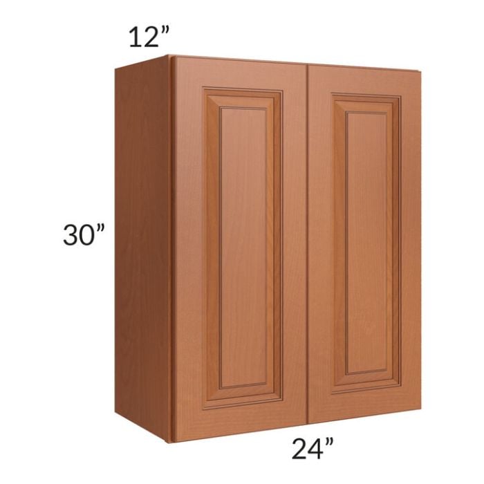 RTA Lexington Cinnamon Glaze 24" x 30" Wall Cabinet with Mullion Glass Door