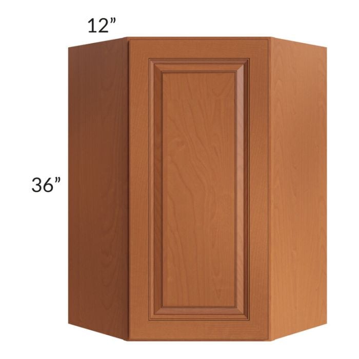 RTA Lexington Cinnamon Glaze 24" x 36" Diagonal Corner Wall Cabinet with 2 Decorative End Panels