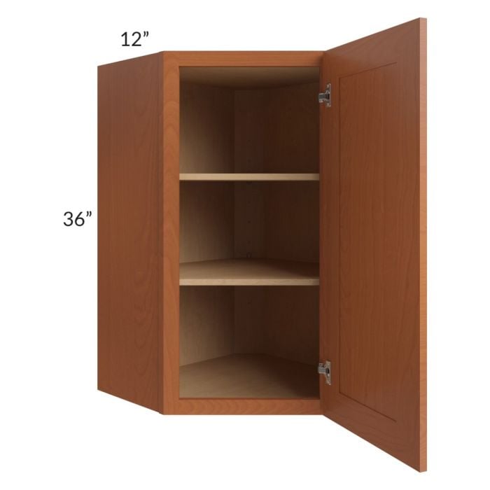 RTA Lexington Cinnamon Glaze 24" x 36" Diagonal Corner Wall Cabinet with 2 Decorative End Panels