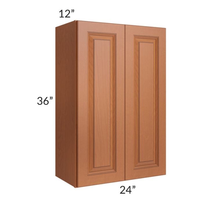 RTA Lexington Cinnamon Glaze 24" x 36" Wall Cabinet with 1 Decorative End Panel