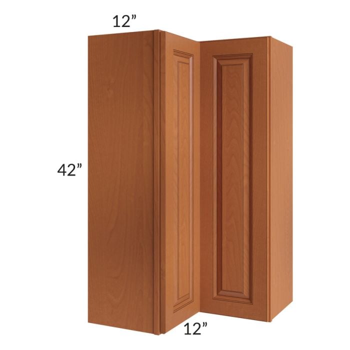 RTA Lexington Cinnamon Glaze 24" x 42" Easy Reach Corner Wall Cabinet with 2 Decorative End Panels